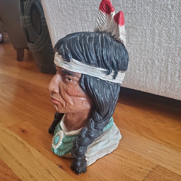 Vintage Universal Statuary Corp 1966 Native American Chef Bust - Picture 3 of 13